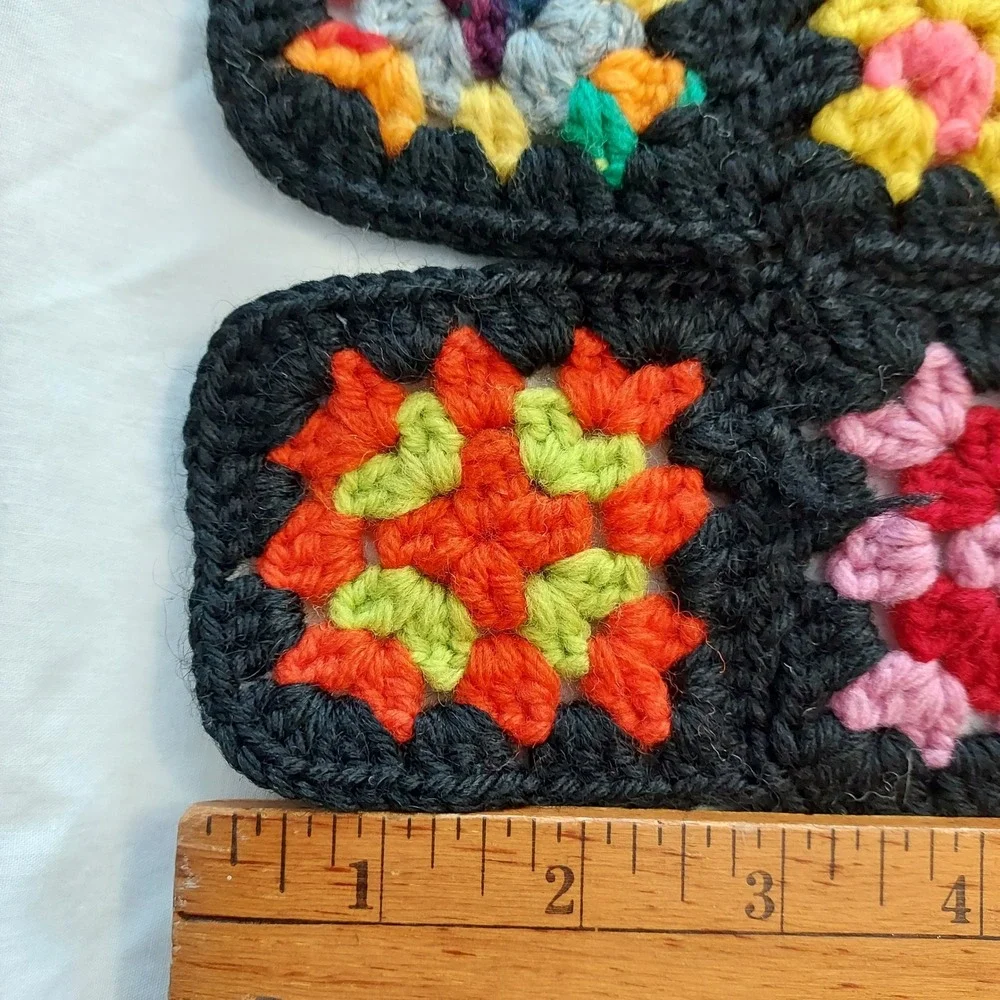 Vtg Handmade Granny Square Crochet‎ Blanket Afghan 70s Cabin Cottage Core Throw